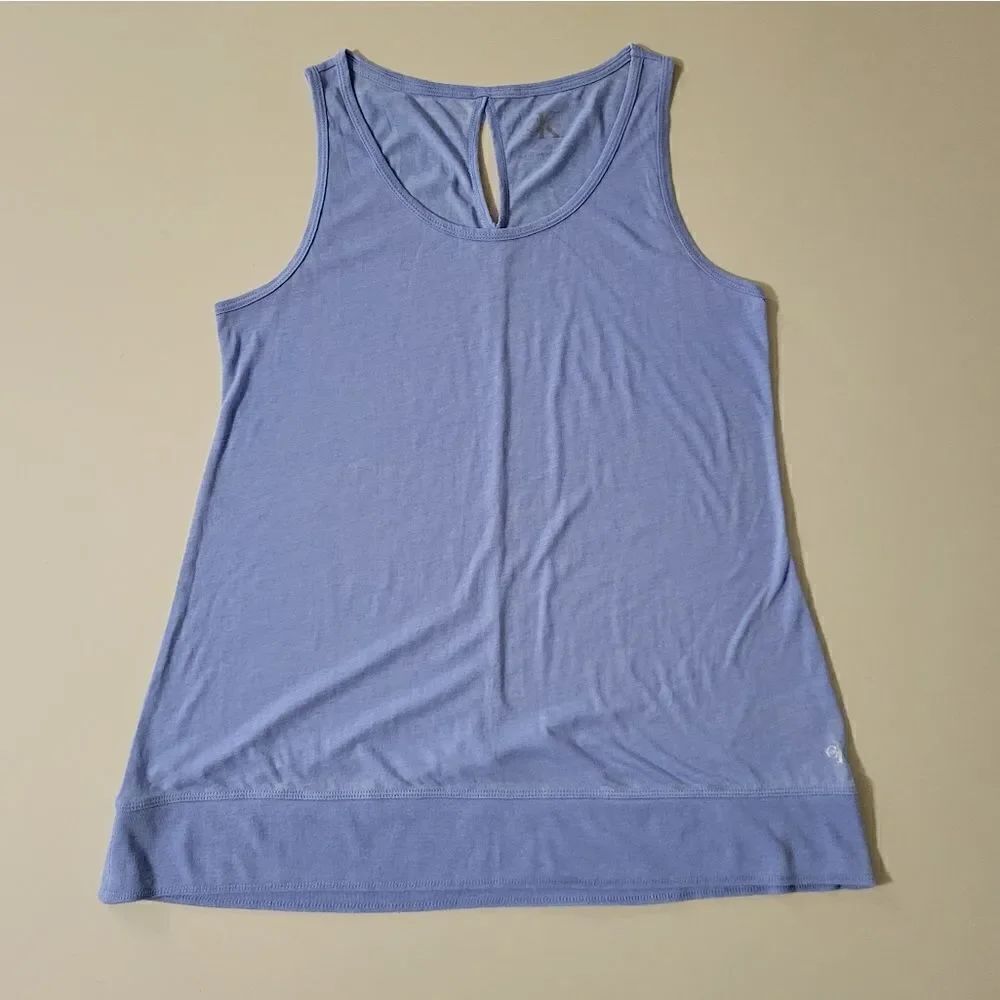 Calvin Klein Women's Blue Key-hole Back Swing Tank Top